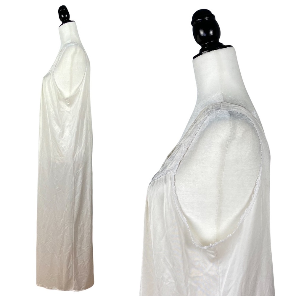 Vintage French Maid Silky Satin Chemise Slip Night Dress in Champagne Cream XXL - Picture 13 of 14